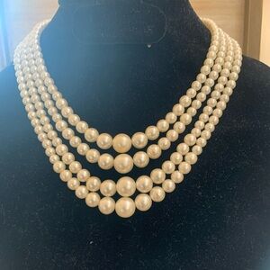 Elegant Rare Vintage Four Strand Pearl Necklace